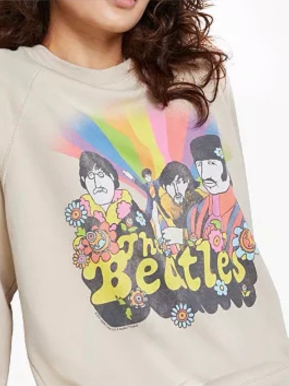 The Beatles Junk Food Graphic Crewneck Sweatshirt - Beige